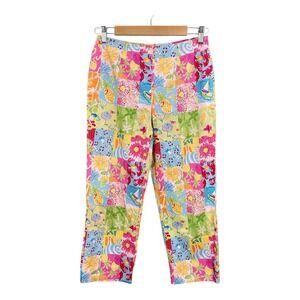 Bamboo Traders Pants Womens 4 Patchwork Cropped Floral Summer Beach Casual Fun